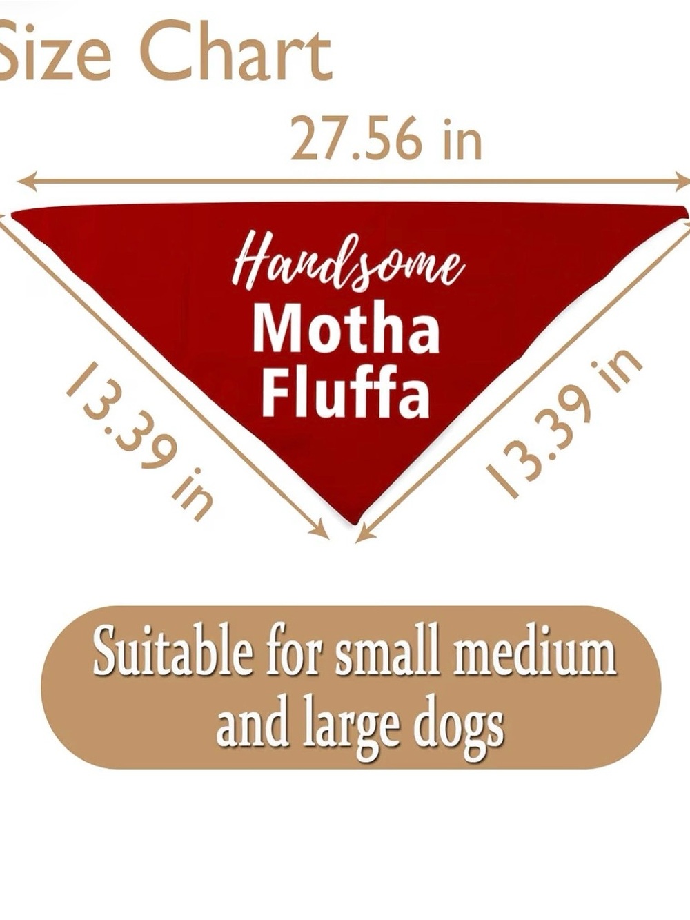Red Pet Bandana with "Handsome Motha Fluffa" Text - Picture 2 of 3